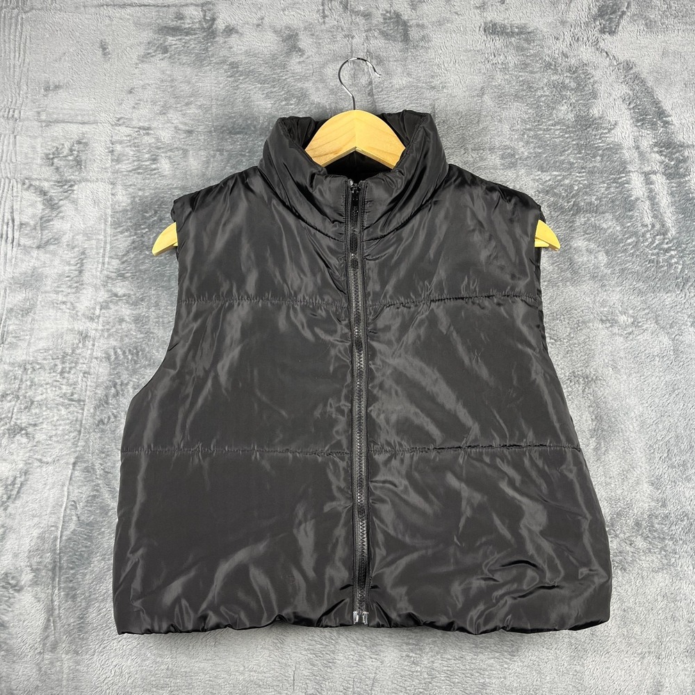 Shein Puffer Vest Womens M Black Full Zip Quilted Padded Gorpcore Winter‎ Jacket